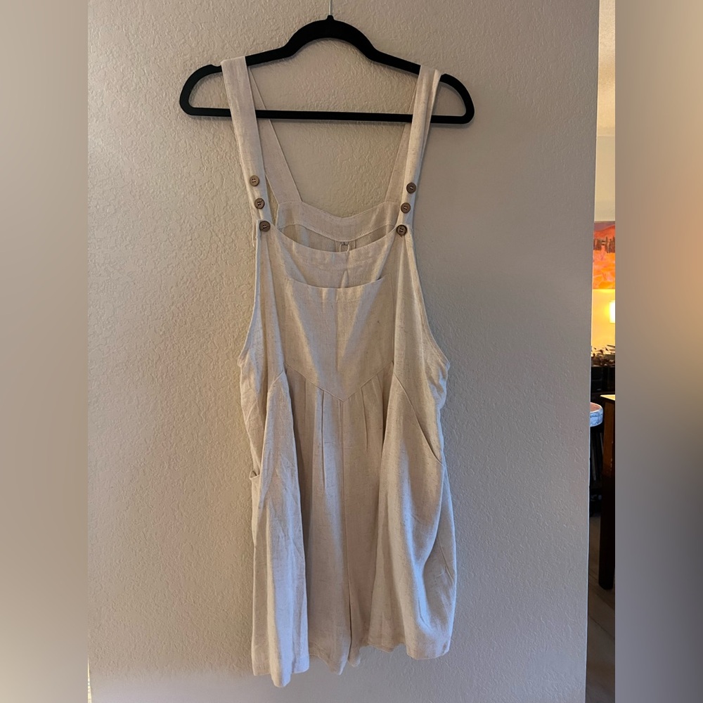 Cream linen summer romper